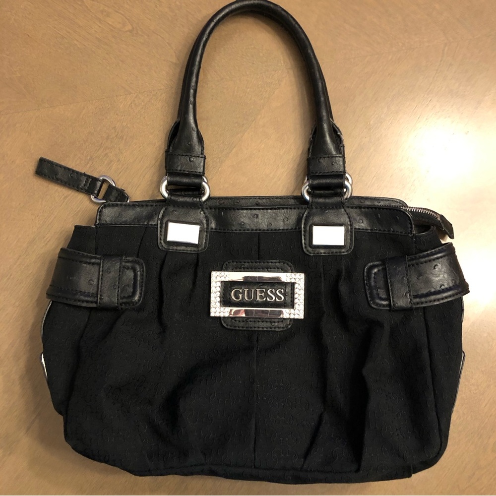 VINTAGE Y2K GUESS Original Classic Embroidered Monogram Rhinestone Bag Purse